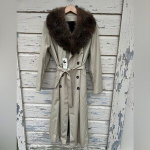 Vintage D-II Apparel Inc 70s Racoon Collar Fur Trench Coat New Old Stock 18